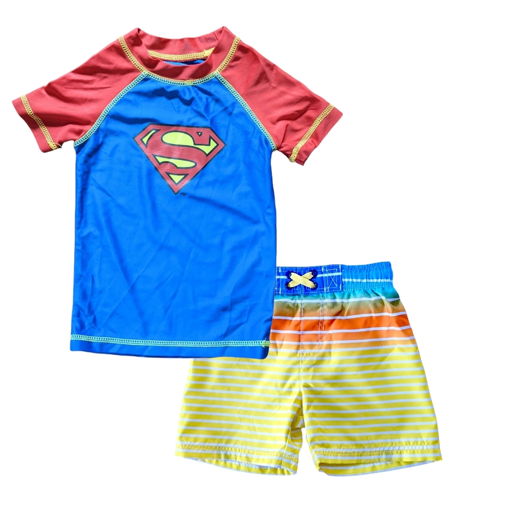 Boy CIRCO Swim Trunk & Supper Man logo Tee Size 3T, 4T